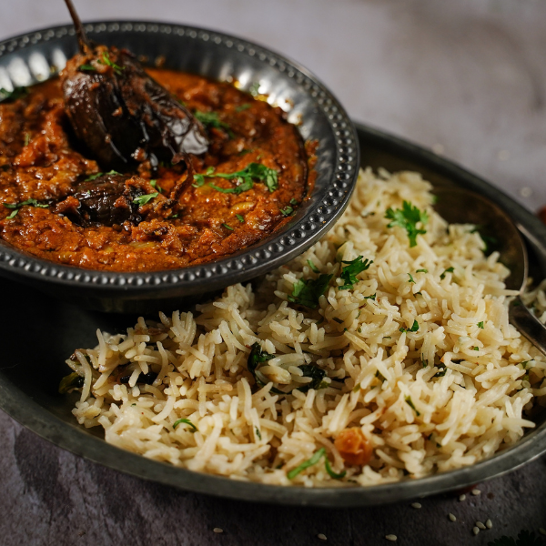 Aubergine Curry with Rice